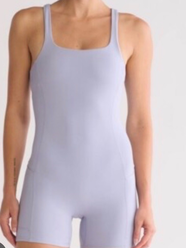 Fp Movement By Free People Lavender Square-Neck One-Piece Romper